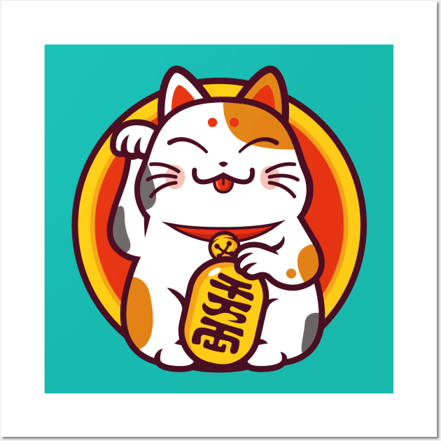 lucky cat - Maneki neko Wall Art by redwane